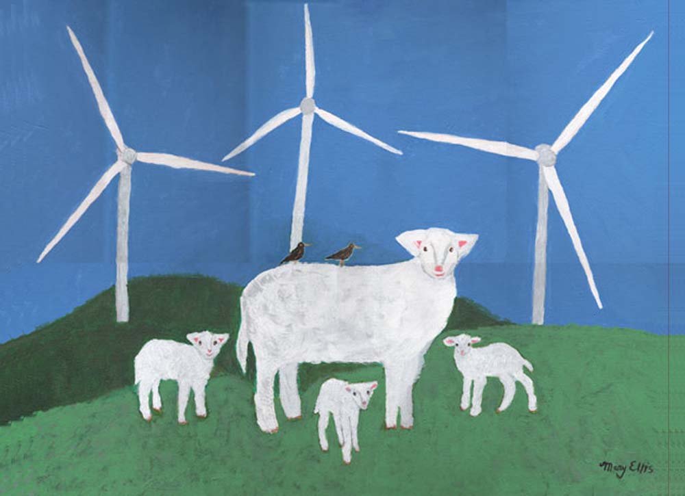 Sheep with Birds